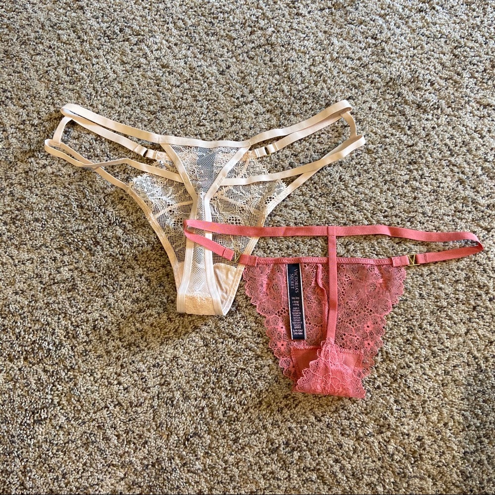 SOLD NEW Victoria's Secret Lace Thong Bundle Small - Picture 2 of 15